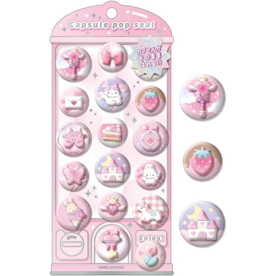 まる様 カミオジャパン ステッカー CAPSULE POP SEAL ぴんくぽっぷ 230366