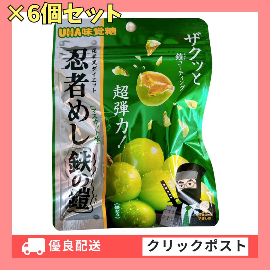 UHA味覚糖 忍者めし 鉄の鎧 マスカット味 40g×6個 : フロー商店 UHA味覚糖 忍者めし 鉄の鎧 マスカット味 40g×6個 : フロー商店
