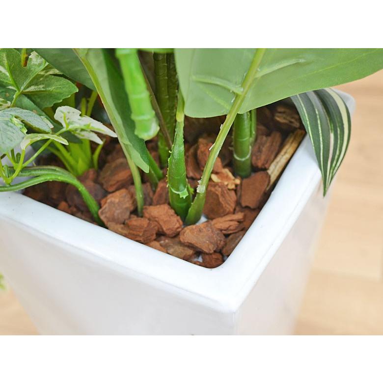 人工観葉植物 寄せ植え(ドラセナ・ソングオブジャマイカ) 陶器鉢