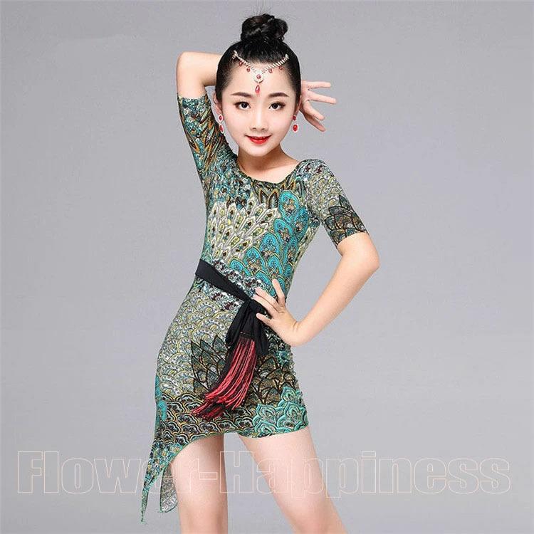 ラテンダンス 衣装 キッズ 社交ダンス ラテンドレス 女の子 キッズダンス衣装 ワンピース ファッション ガールズ ラテン ダンス 衣装 練習着 舞台服 演出服 Hiphop37 Flower Happiness 通販 Yahoo ショッピング