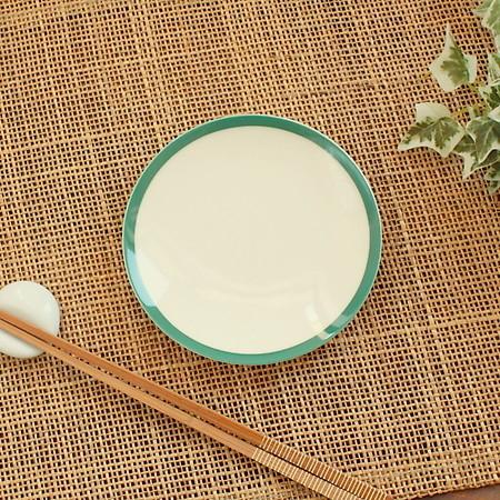 モスグリーン ラインプレート(洋食器 小皿 中皿 お皿 取り皿 プレート 