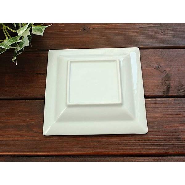 ホワイト)フチ網目模様スクエア皿 (洋食器 白い食器 プレート 中皿