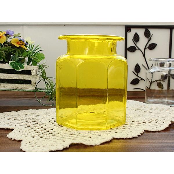 YELLOWガラス瓶(洋食器 ガラス 瓶 収納 ボトル 容器 お洒落