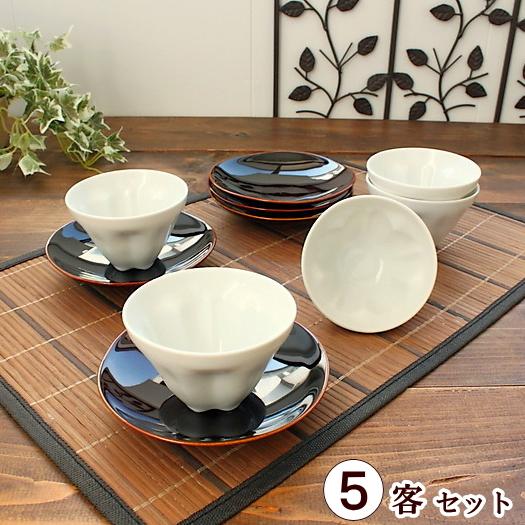 5客セット) サクラカップ×5＆アメイロ12.5cmプレート×5(洋食器 和 