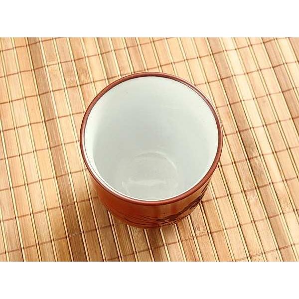 常滑焼 削り花湯呑み (和食器 朱泥 カップ 湯呑み ゆのみ 湯呑