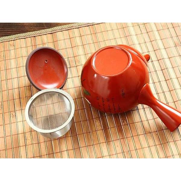 常滑焼 朱泥キク急須※ステンレス製茶漉し付き (和食器 ポット 茶器 朱