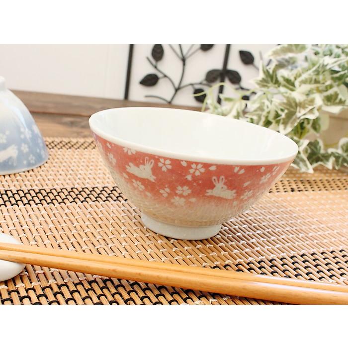ピンク うさぎご飯茶碗 (※超アウトレット商品) (和食器 飯碗 ご飯茶碗