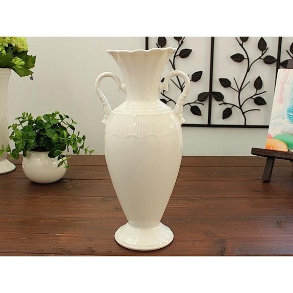 アイボリー/手付き花瓶 (花器 フラワーベース インテリア 雑貨 白い