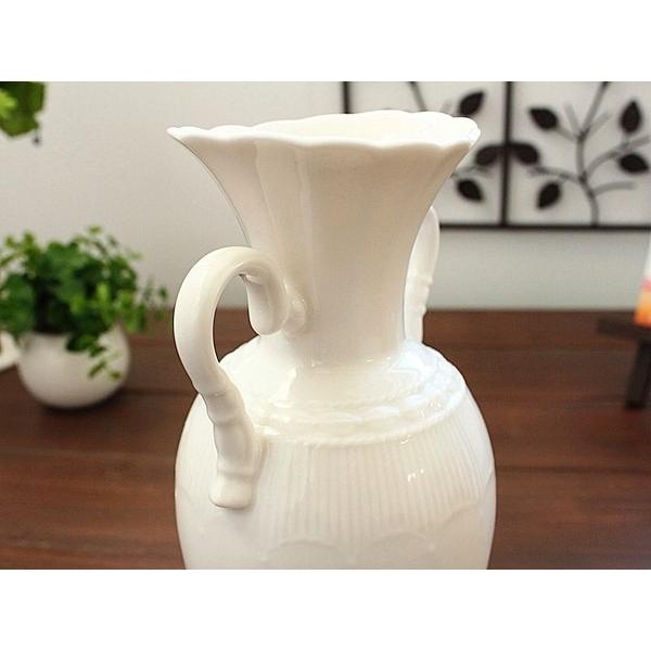 アイボリー/手付き花瓶 (花器 フラワーベース インテリア 雑貨 白い