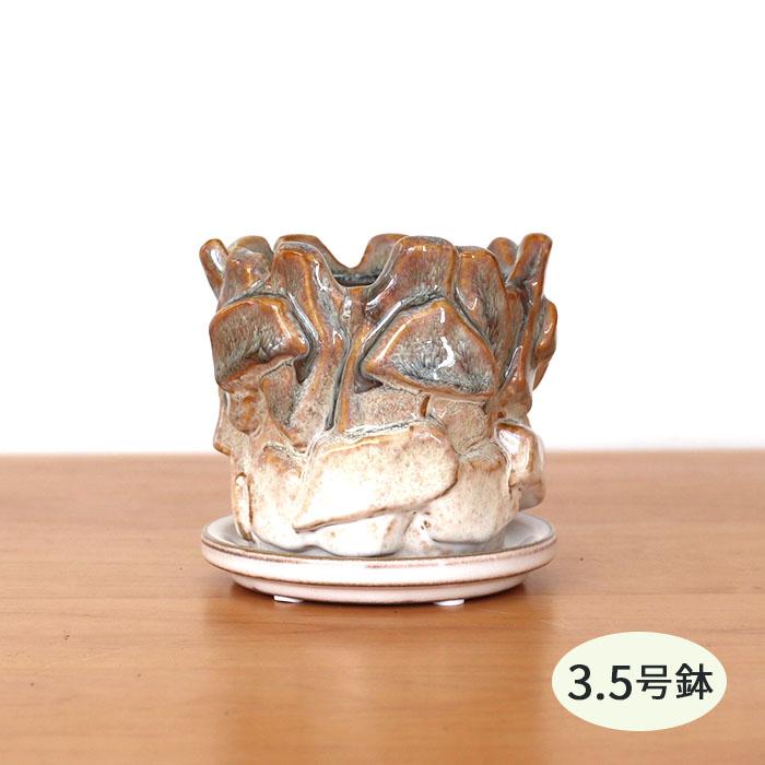 資 RY-3133 TTP 3.5号 ロックポット 受皿付 陶器 鉢 植木鉢 インテリア