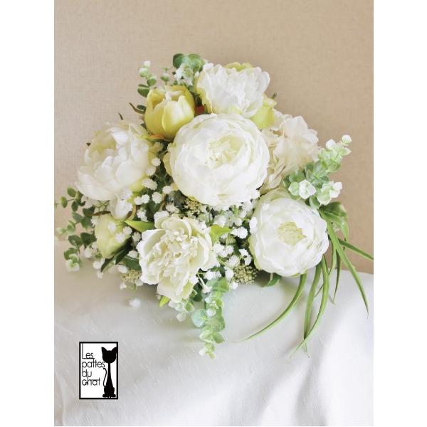 造花 ウェディングブーケ ブーケ ブートニア 生花 クラッチブーケ シャクヤク シャクヤク Ac H3 ウェディングフラワーセレクト ホワイト