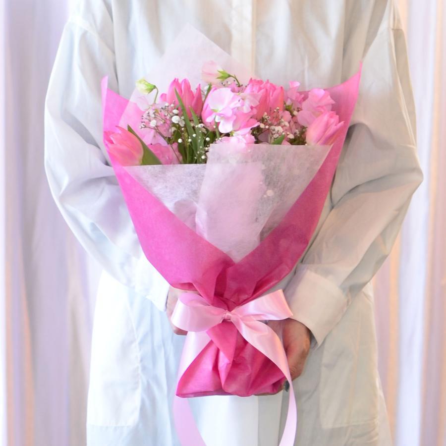 ホワイトデー 卒業祝 入学祝 就職祝 退職祝 プレゼント 合格 入学 送別 退職   誕生日 プレゼント チューリップ 花束  お祝い 春の花束 Mサイズ | エーデルワイス花の贈り物 | 16