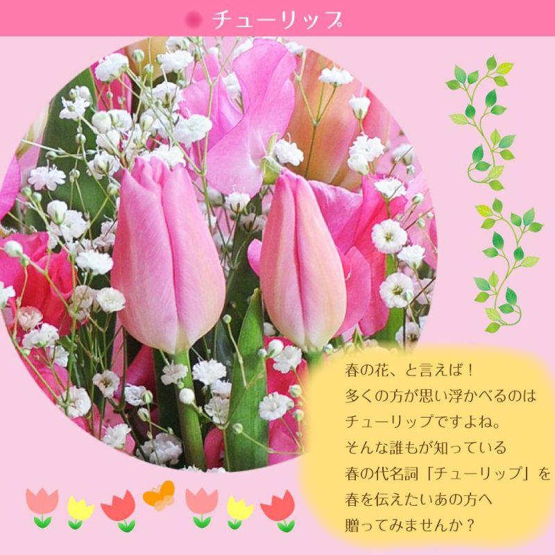 フラワーバレンタイン プレゼント 愛妻の日 ホワイトデー 卒業 合格 入学 送別 退職   誕生日 プレゼント チューリップ 花束  お祝い 春の花束 Mサイズ | エーデルワイス花の贈り物 | 05