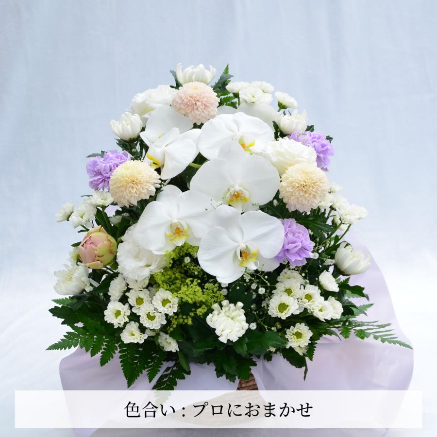 お供え 供花 仏壇 フラワーアレンジメント  生花 一周忌 命日 三回忌 四十九日 法事 法要 蘭のお供え花アレンジメント M | エーデルワイス花の贈り物 | 16