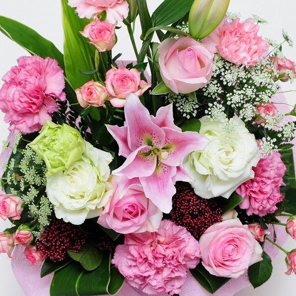 バラのアレンジ&エーデルワイスのアレンジ エーデルワイス花の贈り物 誕生日 プレゼント 花 ギフト バラ ばら