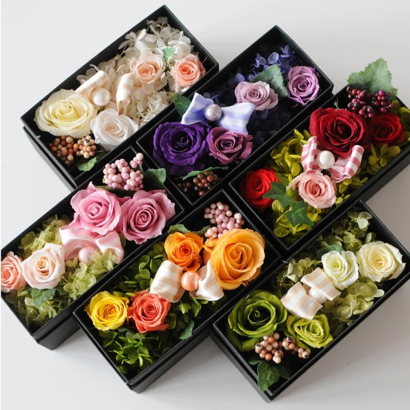誕生日 プレゼント 花 お祝い 花 誕生日 プリザ 枯れない花 ギフト 花 バラのボックスアレンジ | エーデルワイス花の贈り物 | 09