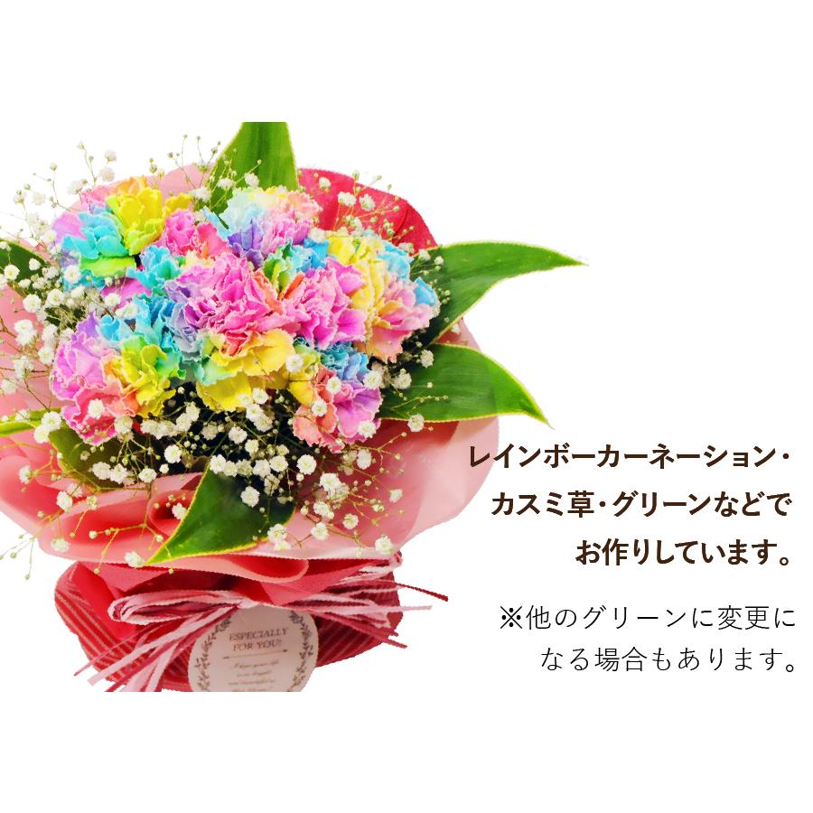 誕生日花束 カーネーション そのまま飾れる不思議なブーケ レインボーカーネーションのブーケ｜flower｜05