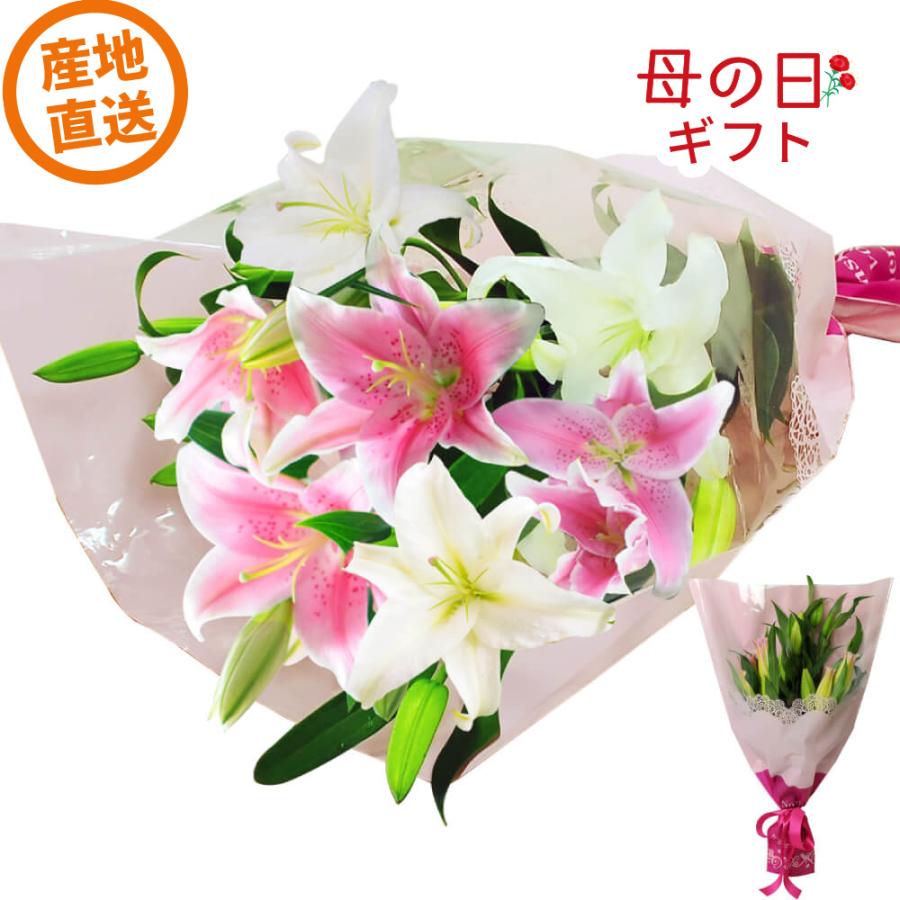エーデルワイス花の贈り物 母の日 2026 花 ギフト 百合の花束 20輪 白