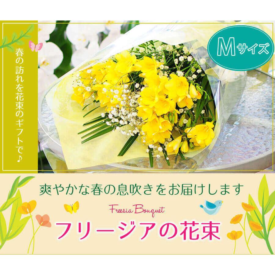 バレンタイン 花 誕生日 花ギフト　春  プレゼント 花 花束  卒業式 卒園式 フリージア 花束 誕生日 記念日  結婚記念日 フリージアの花束 Mサイズ | エーデルワイス花の贈り物 | 04