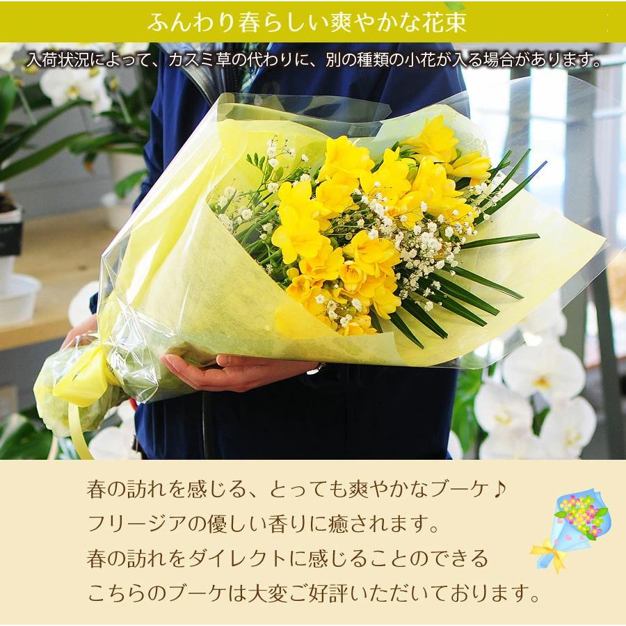 バレンタイン 花 誕生日 花ギフト　春  プレゼント 花 花束  卒業式 卒園式 フリージア 花束 誕生日 記念日  結婚記念日 フリージアの花束 Mサイズ | エーデルワイス花の贈り物 | 06
