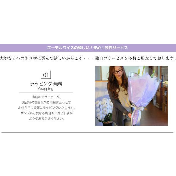 お供え 花 贈る 供花 法事 命日 仏花 生花 四十九日 一周忌 三回忌 法要 デザイナーズお供え花アレンジメント MSサイズ | エーデルワイス花の贈り物 | 14
