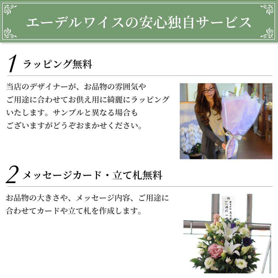 お彼岸 お供え 供花 花 贈る 供花 法事 命日 仏花 生花 四十九日 一周忌 三回忌 法要 デザイナーズお供え花アレンジメント MSサイズ | エーデルワイス花の贈り物 | 11