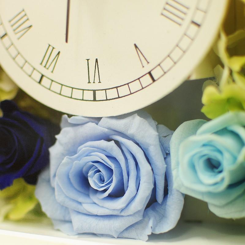 エーデルワイス花の贈り物 枯れない花 ギフト 花時計 スクエアホワイト