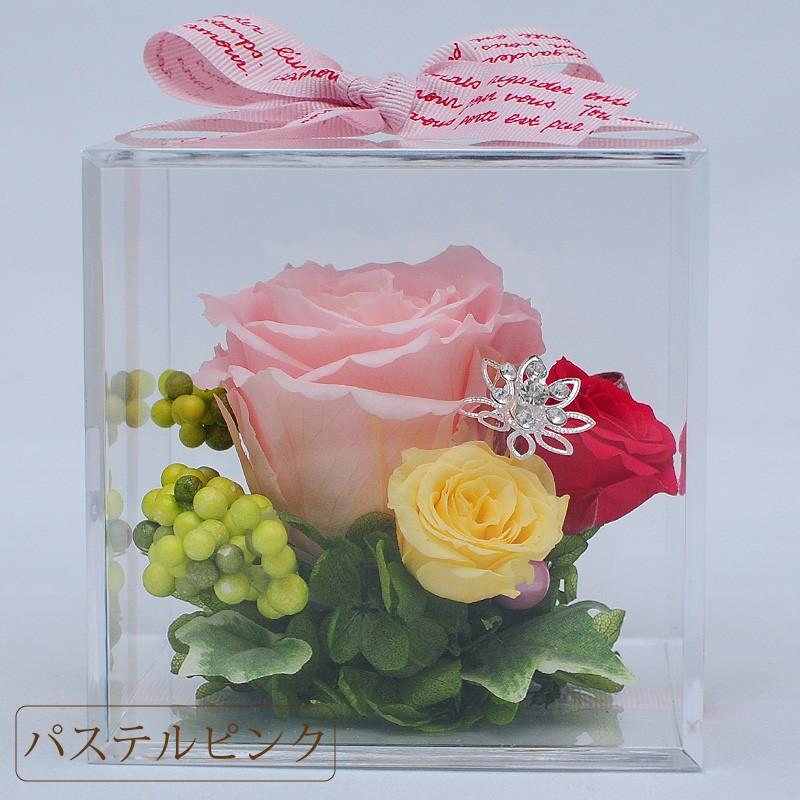 枯れない花 ギフト プレゼント 花 枯れ ない キューブ プリザーブドフラワー 花束 アレンジメント お花のお色 パステルピンク Bollywoodpapa Com