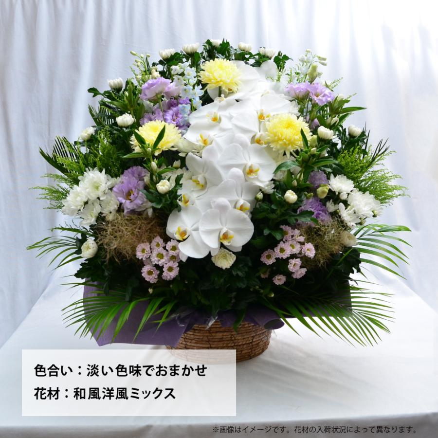 仏花、御供え花、お祝い花　造花胡蝶蘭、カトレアアレンジ 神戸花物語 お供え 胡蝶蘭 造花 仏花 フラワーアレンジメント