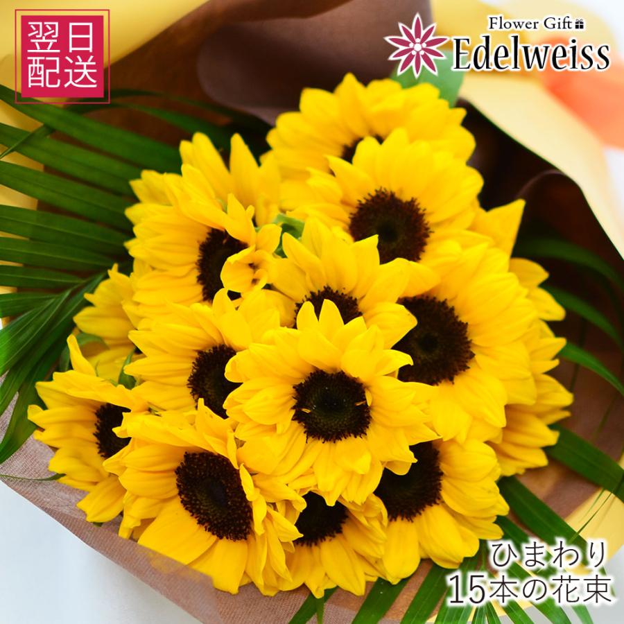送料無料 当日発送可能 父の日 ひまわり 花束 誕生日プレゼント 退院祝い 花 お見舞い お中元ギフト 送料無料 花ギフト 宅配 ヒマワリ 向日葵 ひまわりの花束 Lサイズ 15本