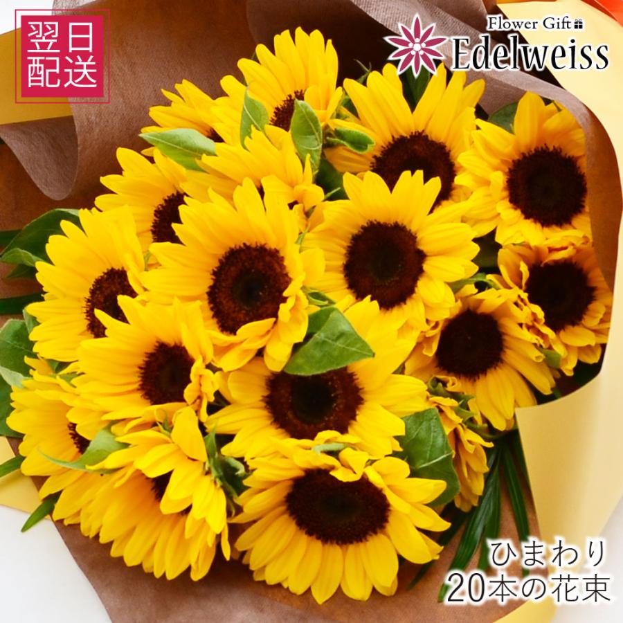 花 ギフト ひまわりの花束20本 生花 おしゃれ 誕生日 プレゼント プロポーズ フラワーギフト 結婚記念日 エーデルワイス ひまわりの花束 20本 | エーデルワイス花の贈り物