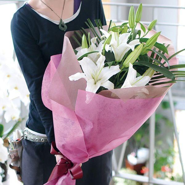 エーデルワイス花の贈り物 誕生日 プレゼント 花束 ユリ 白い百合の