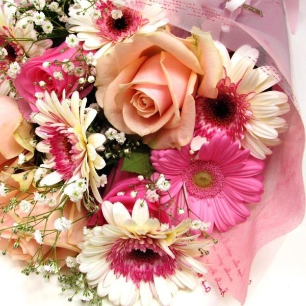 薔薇とガーベラとかすみ草の花束 花 花束 送料無料 誕生日プレゼント お祝い 記念日 送別 卒業式 フラワーエキスプレス ヤフー店 - 通販 - Yahoo ショッピング