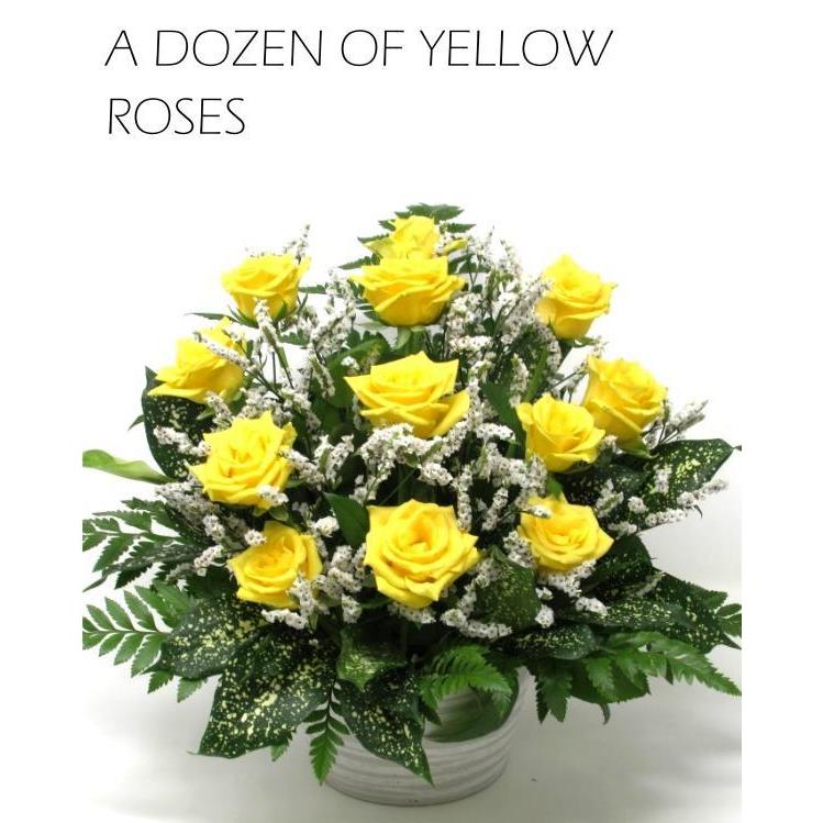 1762円 ご予約品 黄色12本の薔薇のフラワーアレンジメント 誕生日 記念日 彼女 彼氏