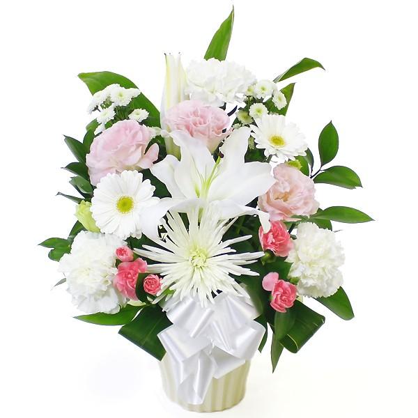 大人の上質 御供 花 フラワーギフト 弔事 お供え 仏花 弔花 お悔み 宅配 お供えアレンジ リスペクト 白 ピンク系