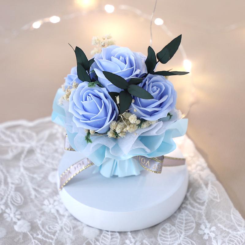 かわいい 小さい 花束 プレシャスD ブルー ソープフラワー ギフト 贈り物 誕生日 | 