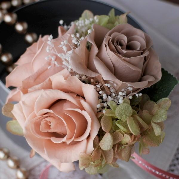 プリザーブドフラワー コサージュ 卒業式 入学式 3輪アーモンド ピンク