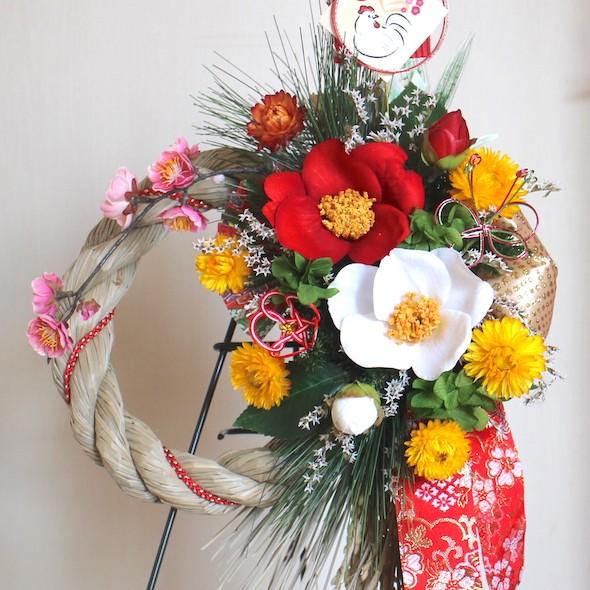 正月飾り リースしめ縄 お楽しみ○紅白椿しめ縄飾り○お正月飾り 正月飾り リースしめ縄 お楽しみ○紅白椿しめ縄飾り○お正月飾り