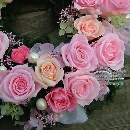 豪華【華やぎのピンクローズリース】32cm プリザーブドフラワー  