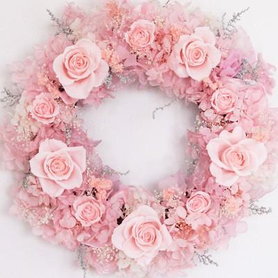 ギフト】プリザーブドフラワーリース 桜ピンクのリース/結婚祝い/新築  