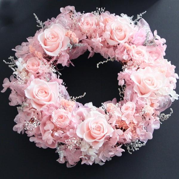 ギフト】プリザーブドフラワーリース 桜ピンクのリース/結婚祝い/新築  