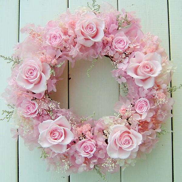 ギフト】プリザーブドフラワーリース 桜ピンクのリース/結婚祝い/新築  