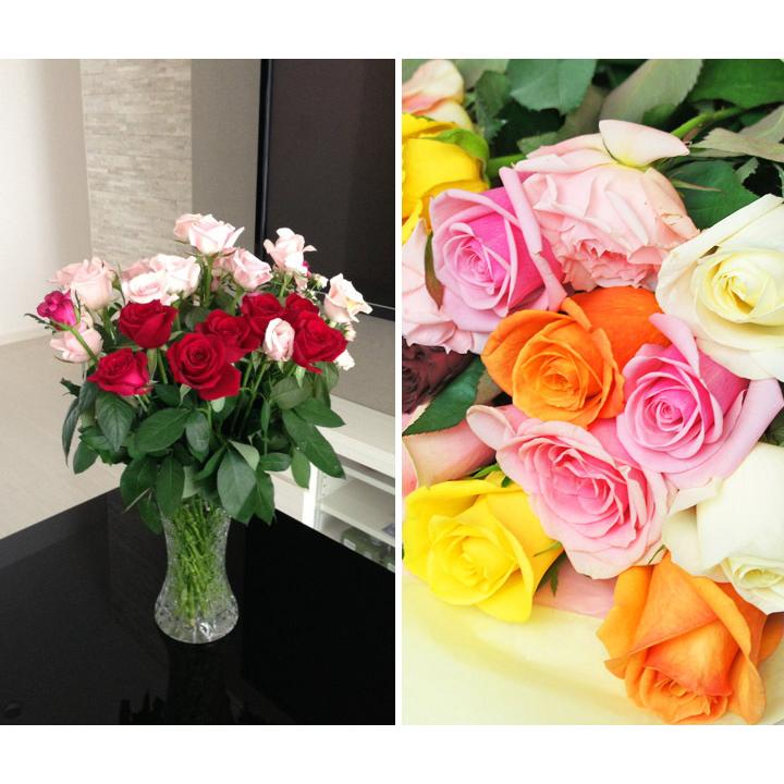 カラフルなバラの花束 ミックス色 本 歳 二十歳 歓迎会 結婚記念日のお祝い 薔薇花束 誕生日 送別会 Sale Off 本