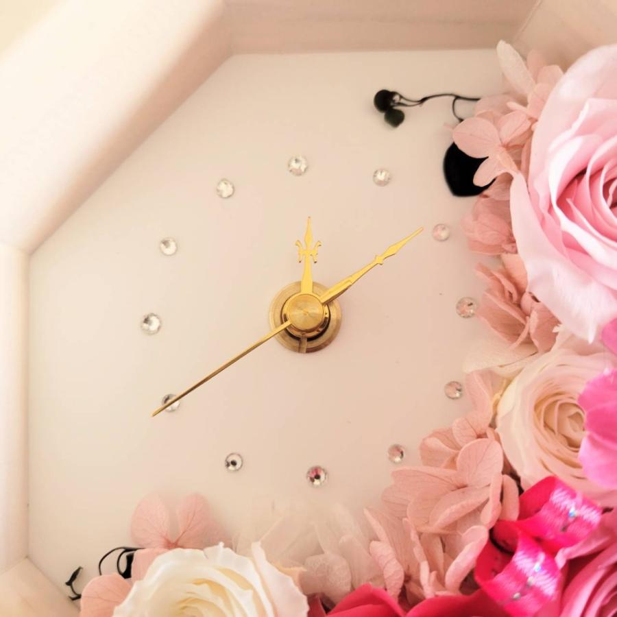 プリザーブドフラワー八角形花時計S ピンク 置時計 壁掛け時計母の日 