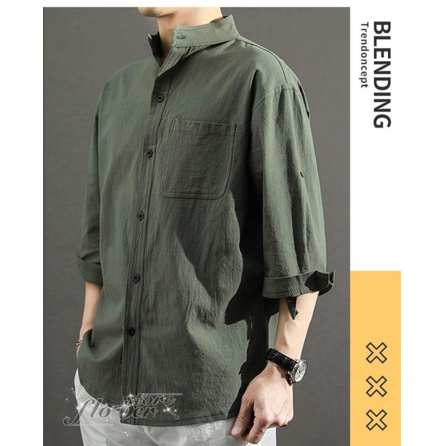 シャツ メンズ ユニセックス ペア 長袖 羽織り 襟付き リネン リネン混 麻 ナチュラル 無地 風合いリネン混シンプルシャツ Flower759 Flowerstore 通販 Yahoo ショッピング