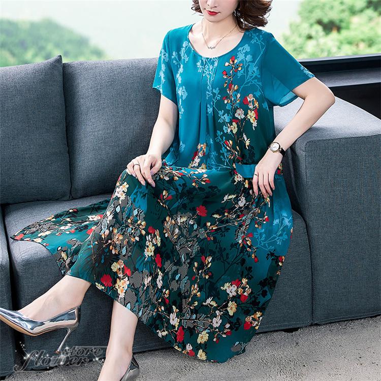 ワンピース レディース 夏 40代ワンピース 七分袖 シフォンワンピース 花柄 マキシワンピース 丸ネック オシャレ 結婚式ドレス お出かけ 大人 30代 50代 Flower8 Flowerstore 通販 Yahoo ショッピング