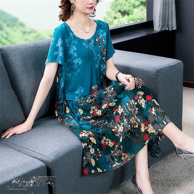 ワンピース レディース 夏 40代ワンピース 七分袖 シフォンワンピース 花柄 マキシワンピース 丸ネック オシャレ 結婚式ドレス お出かけ 大人 30代 50代 Flower8 Flowerstore 通販 Yahoo ショッピング