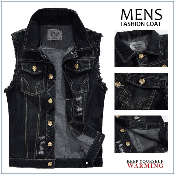 デニムベスト メンズ ジレ春夏 デニム チョッキ お兄系ジレ デニム