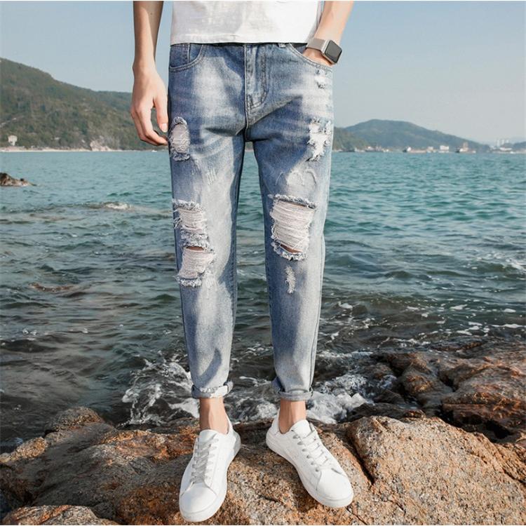 デニム メンズ ボトムス ジーンズ ダメージ加工 ダメージデニム ジーパン イージーパンツ おしゃれ 夏 夏服 ファッション Fnnzk007 Flowerstore 通販 Yahoo ショッピング