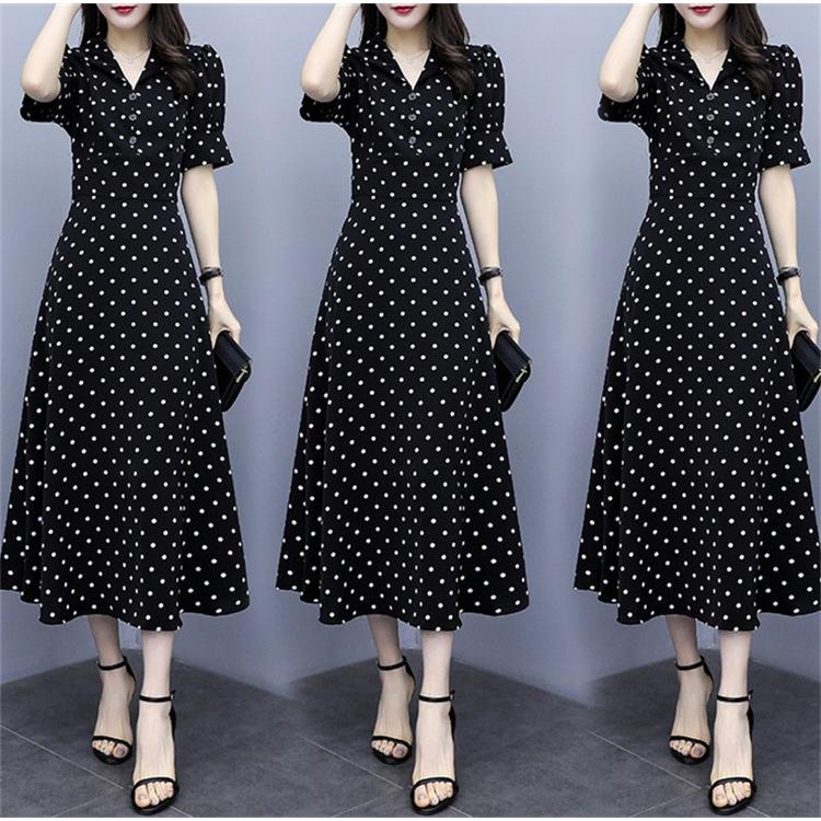 ワンピース レディース 夏 半袖 上品 ドット柄 30代 ワンピース マキシ丈 ワンピース カジュアル ワンピース きれいめ 新作 マキシワンピース Aライン Fops353 Flowerstore 通販 Yahoo ショッピング